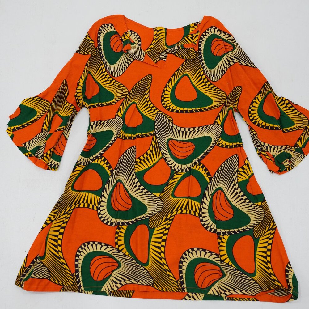 Orange High Neck Keyhole Maxi Dress
